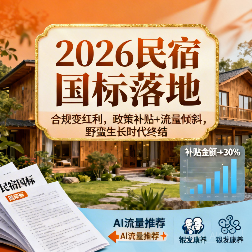2026民宿国标落地！合规变红利，政策补贴+流量倾斜，野蛮生长时代终结！​