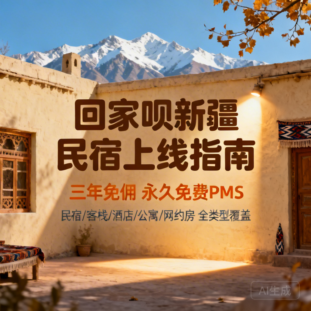 回家呗新疆民宿上线指南三年免佣永久免费PMS | 民宿客栈酒店公寓网约房全类型覆盖