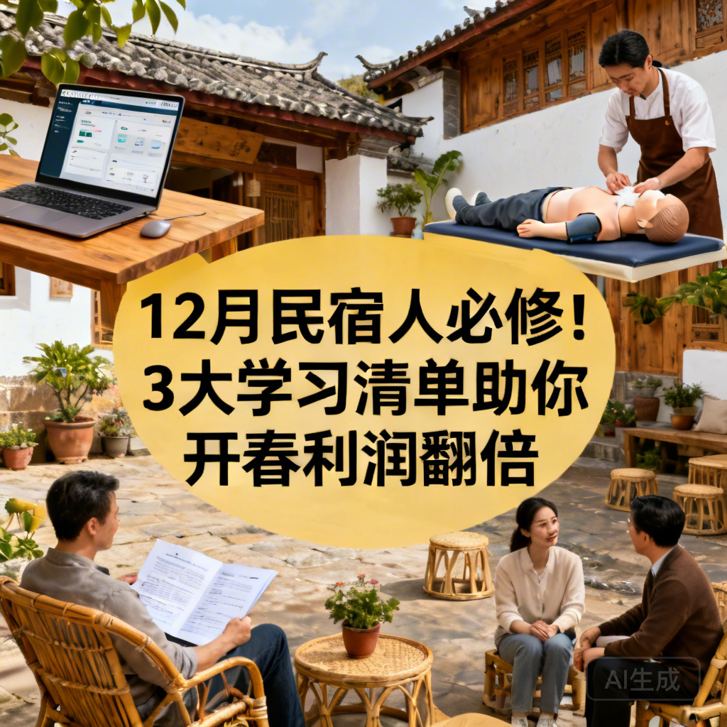 标题：12月民宿人必修！3大学习清单助你开春利润翻倍​