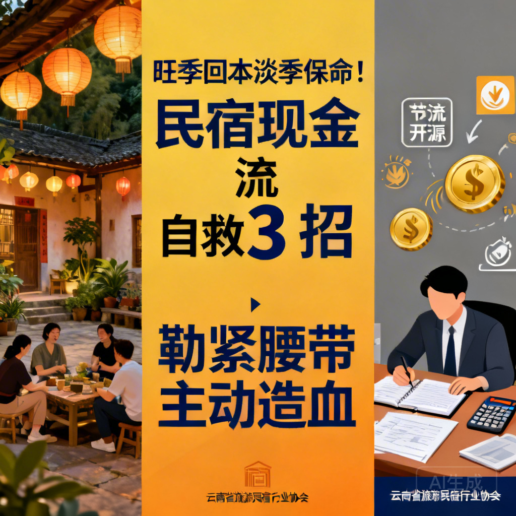 标题：旺季回本淡季保命！民宿现金流自救3招，勒紧腰带主动造血​