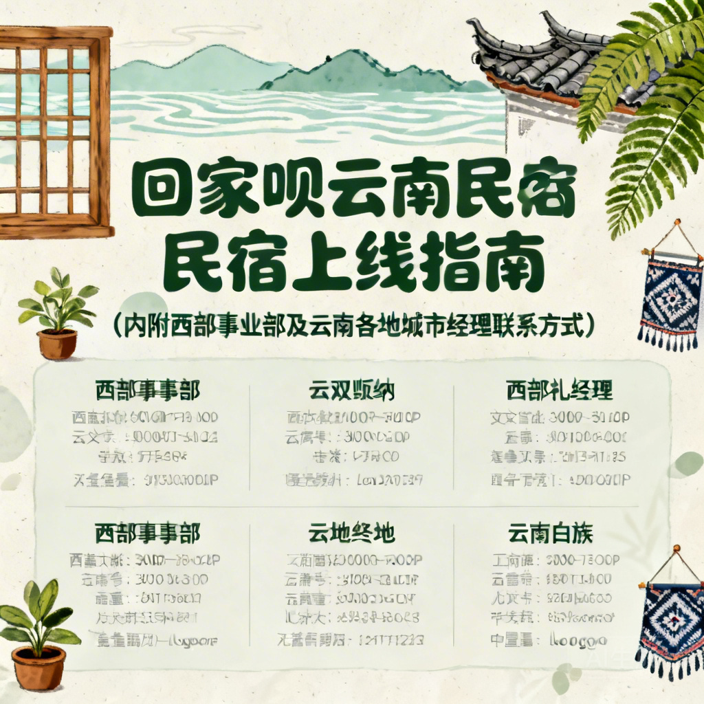回家呗云南民宿上线指南（内附西部事业部及云南各地城市经理联系方式）