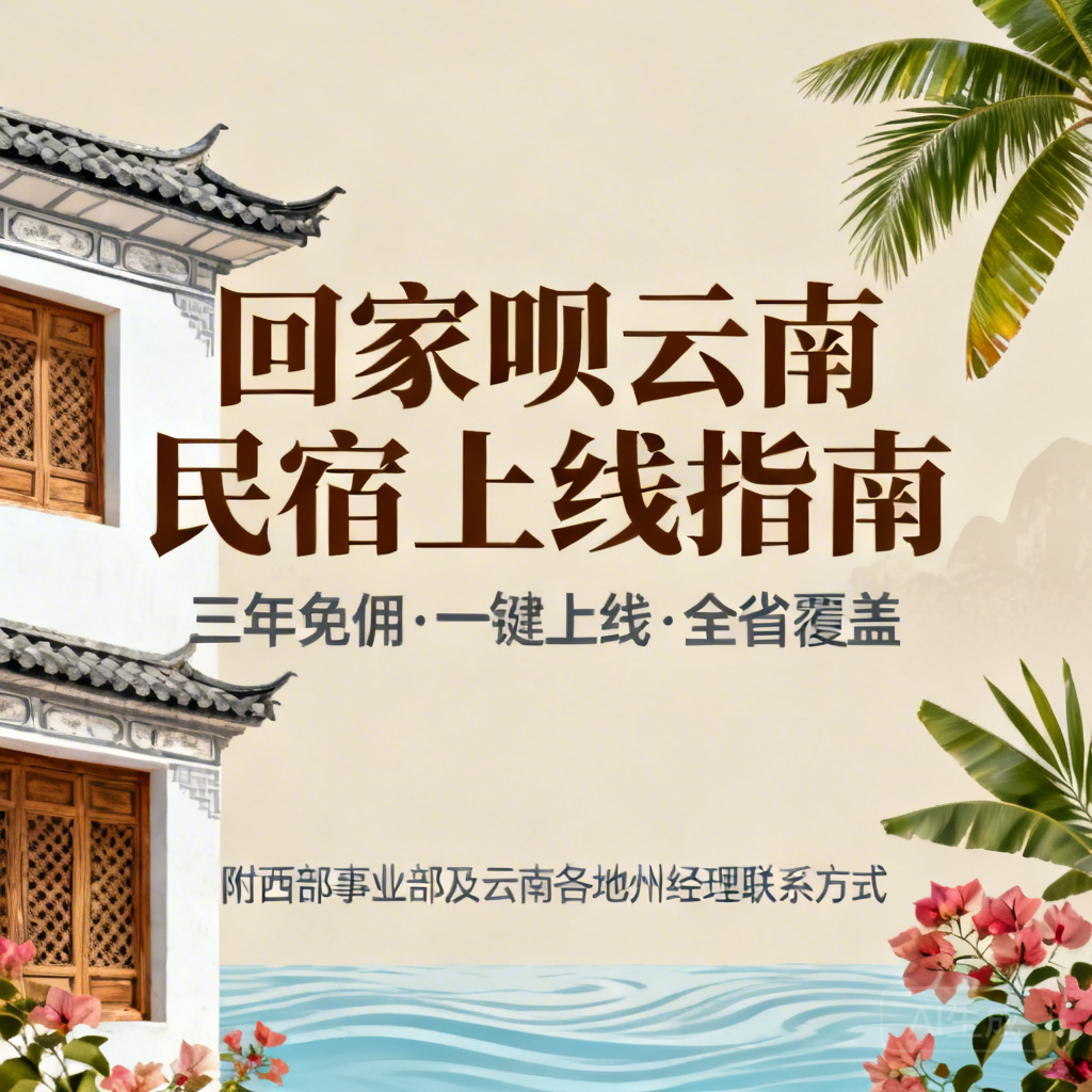 回家呗云南民宿上线指南（三年免佣·一键上线·全省覆盖·附西部事业部及云南各地州经理联系方式）