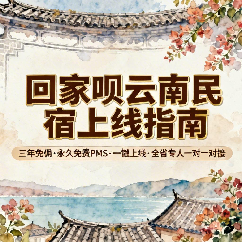回家呗云南民宿上线指南（三年免佣·永久免费PMS·一键上线·全省专人一对一对接）